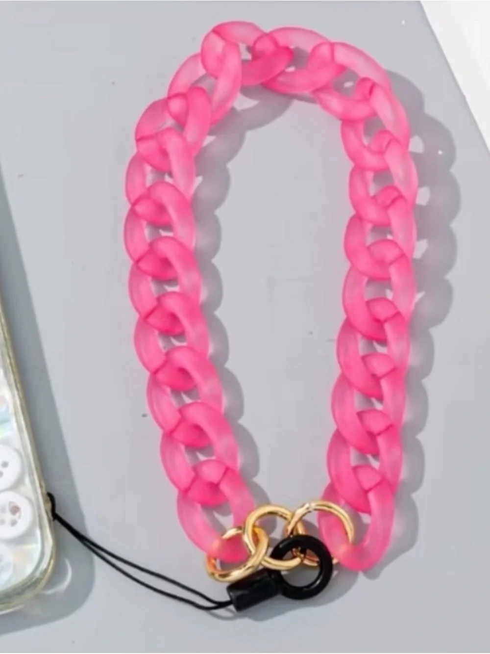 Acrylic Phone Lanyard with Keychain (Pink) - NIP